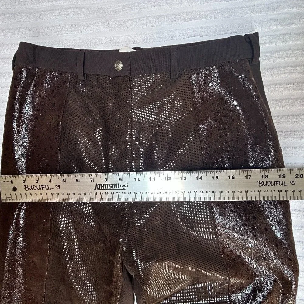Vintage Mitchie's Matching High Rise Suede Patchwork Straight Leg Pants XL Brown - Picture 6 of 9